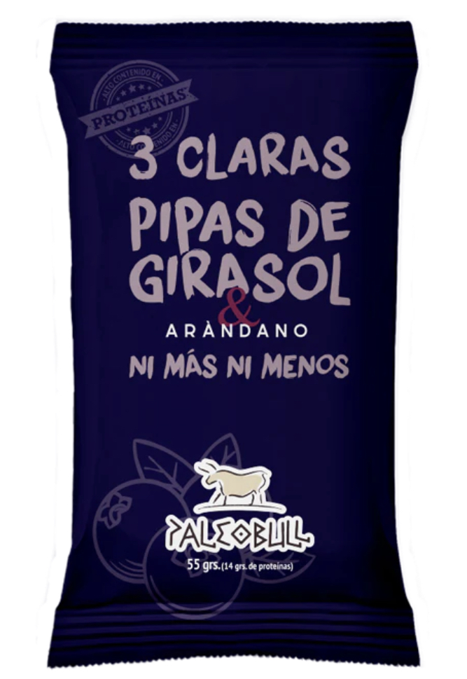 Barrita 3claras, pipas de girasol y arándanos 55g PALEOBULL