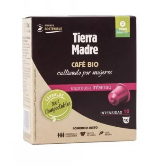 Cafe capsulas expresso intenso tierra madre 10uds OXFAM