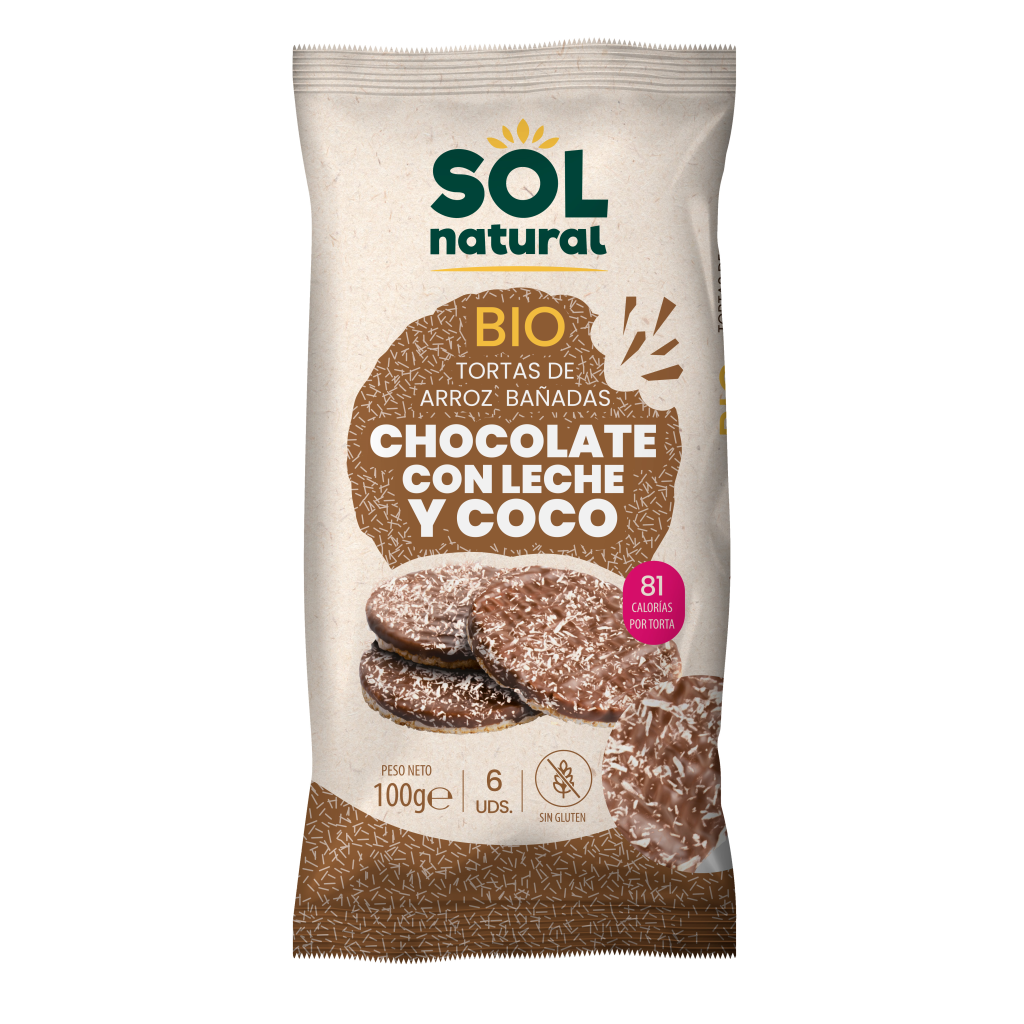 Tortas arroz chocolate y Coco 100g SOL NATURAL